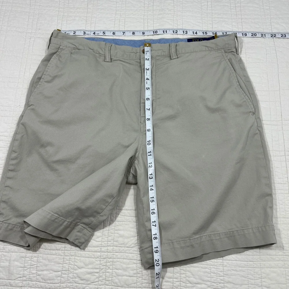 Polo Ralph Lauren Mens 36 Beige Tan Stretch Classic Chino Shorts Cotton Twill